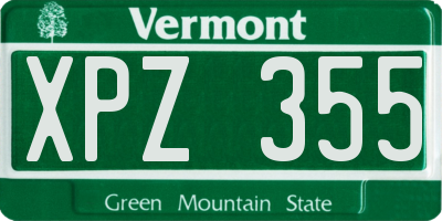VT license plate XPZ355