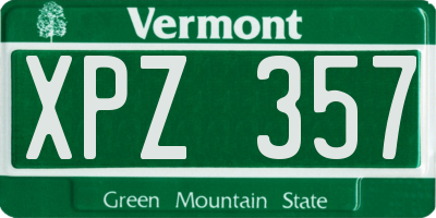 VT license plate XPZ357