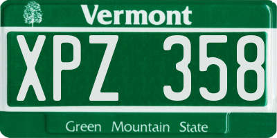 VT license plate XPZ358
