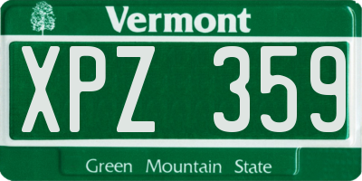 VT license plate XPZ359