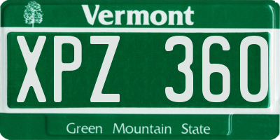 VT license plate XPZ360