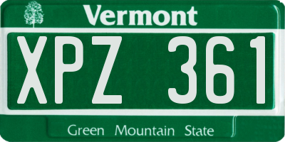 VT license plate XPZ361