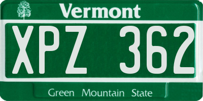 VT license plate XPZ362