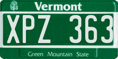 VT license plate XPZ363