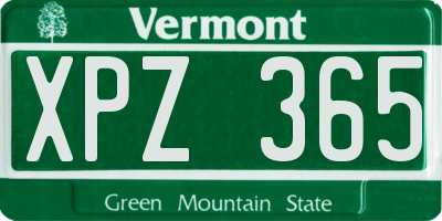 VT license plate XPZ365