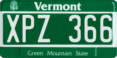 VT license plate XPZ366