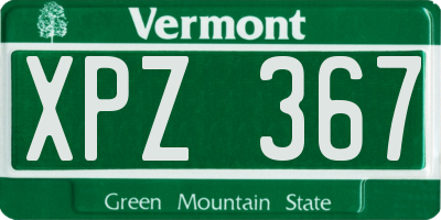 VT license plate XPZ367