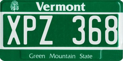 VT license plate XPZ368