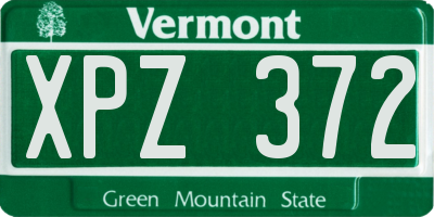 VT license plate XPZ372