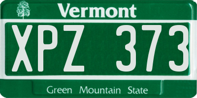 VT license plate XPZ373