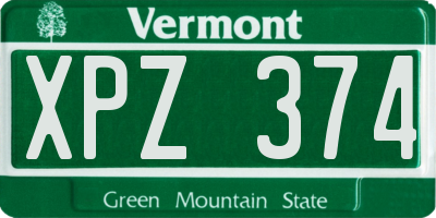 VT license plate XPZ374