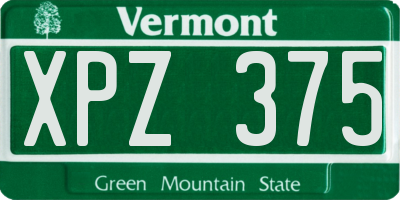 VT license plate XPZ375