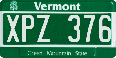 VT license plate XPZ376