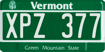 VT license plate XPZ377