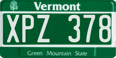 VT license plate XPZ378