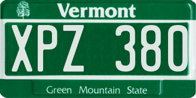 VT license plate XPZ380