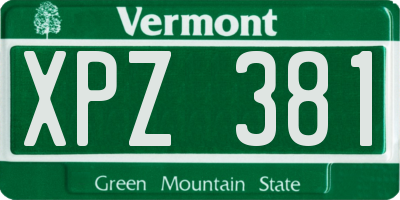 VT license plate XPZ381