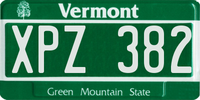 VT license plate XPZ382