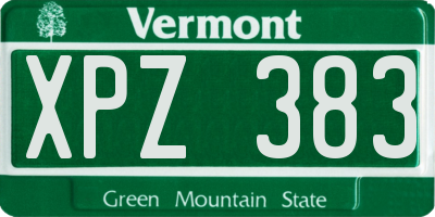 VT license plate XPZ383
