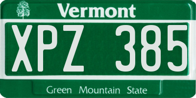 VT license plate XPZ385