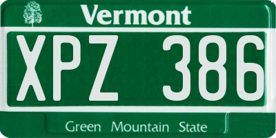 VT license plate XPZ386