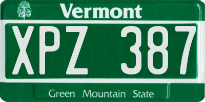 VT license plate XPZ387