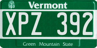 VT license plate XPZ392