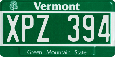 VT license plate XPZ394