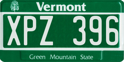 VT license plate XPZ396