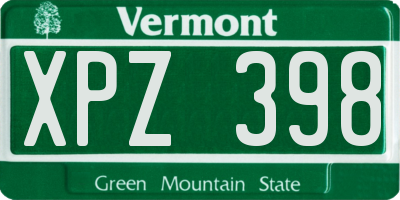 VT license plate XPZ398