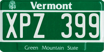 VT license plate XPZ399