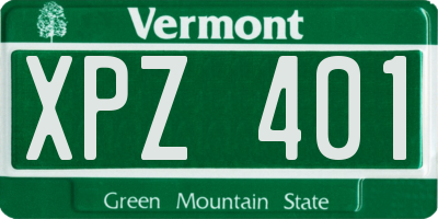 VT license plate XPZ401