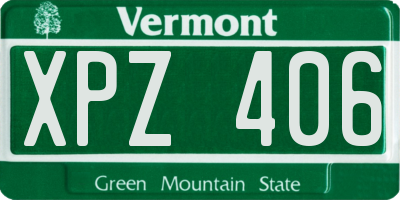 VT license plate XPZ406