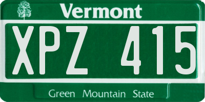 VT license plate XPZ415