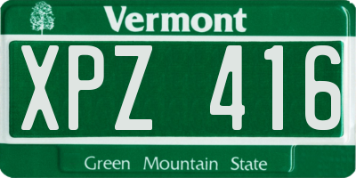 VT license plate XPZ416