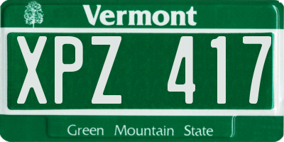 VT license plate XPZ417