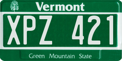 VT license plate XPZ421