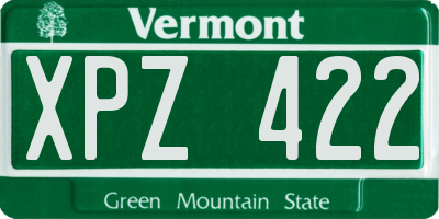 VT license plate XPZ422