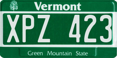 VT license plate XPZ423