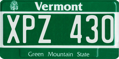 VT license plate XPZ430