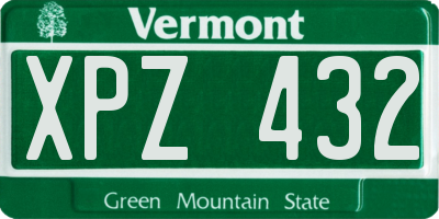 VT license plate XPZ432