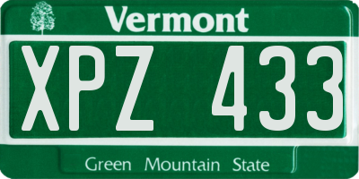 VT license plate XPZ433