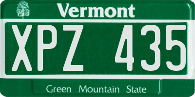VT license plate XPZ435
