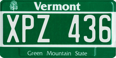 VT license plate XPZ436