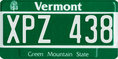 VT license plate XPZ438
