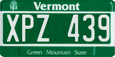VT license plate XPZ439
