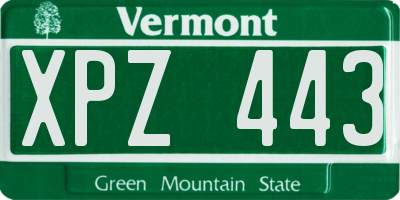 VT license plate XPZ443