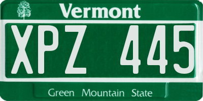 VT license plate XPZ445