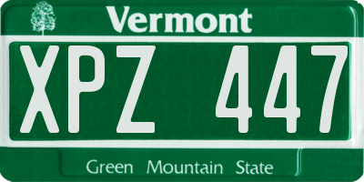 VT license plate XPZ447