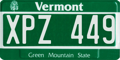VT license plate XPZ449